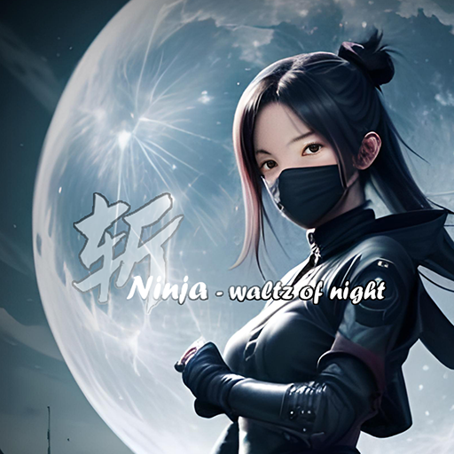 Ninja game screenshot: ninja girl in moonlit forest